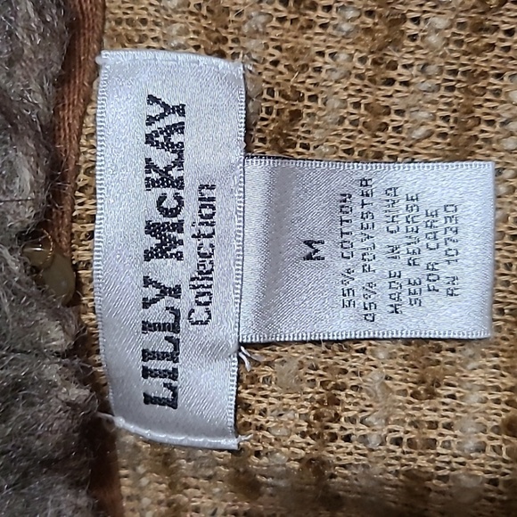 Lilly McKay Brown & Tan Grandpa Cardigan w/ Detachable Faux Fur Collar - Size M - Picture 8 of 9